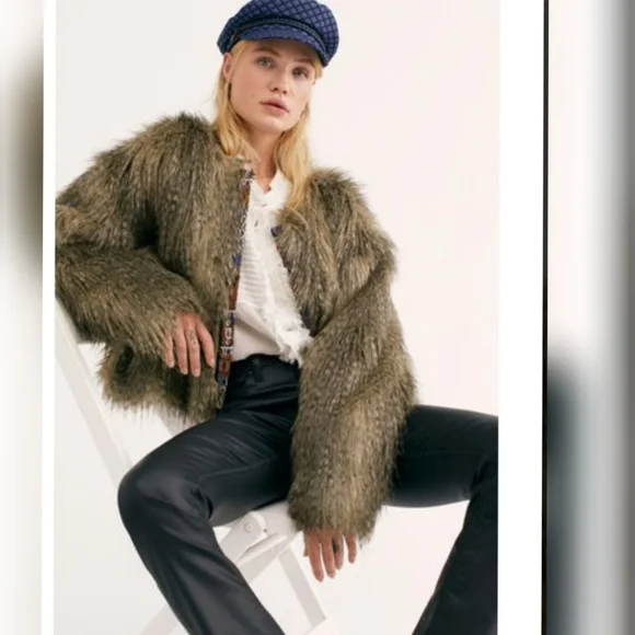 NWT Free People Faux Fur Jacket - Picture 2 of 14